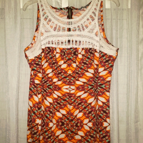 NY Collection Women's Illusion Crochet Printed Jer - Picture 1 of 3